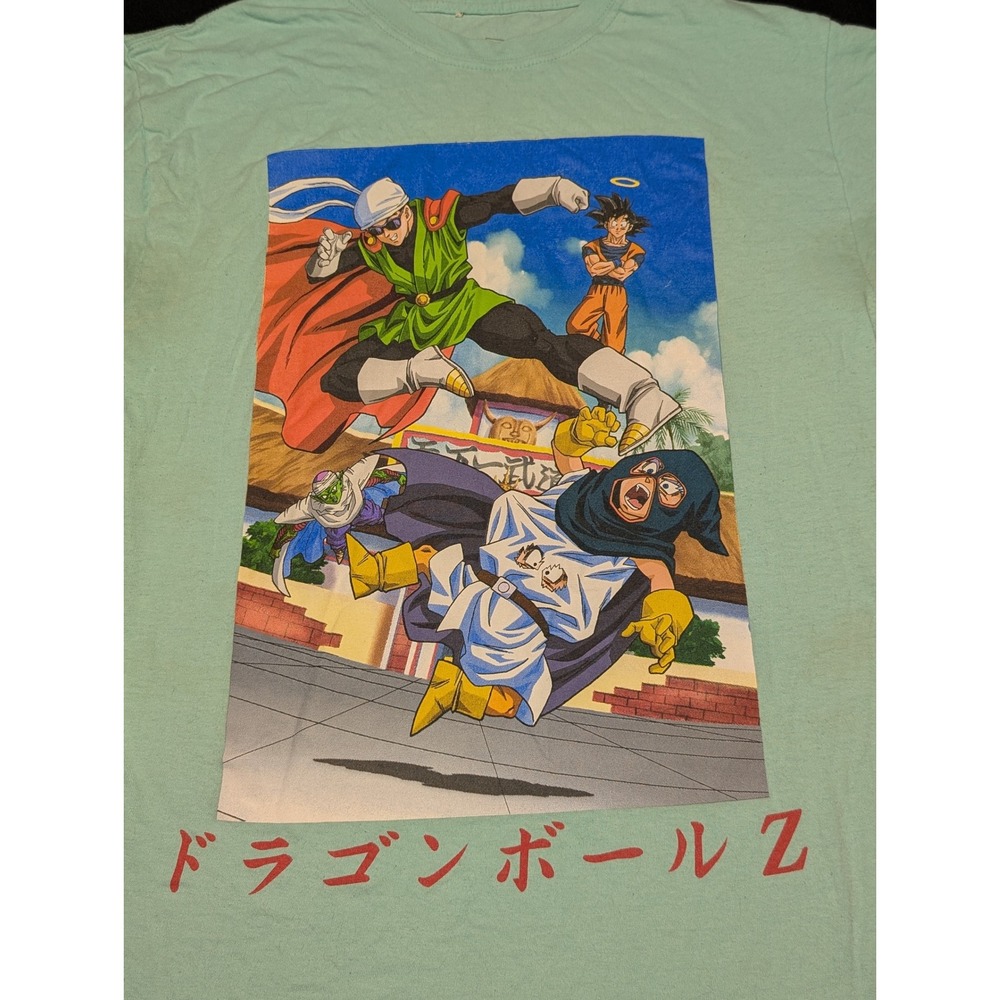 Dragon Ball Z Great Saiyaman Goku Piccolo Graphic T-Shirt Mint Green Medium